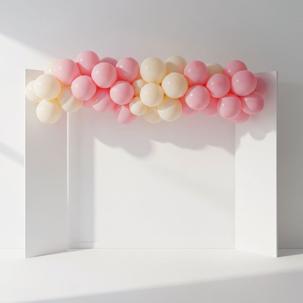 Pastel balloon garland with two stand panels